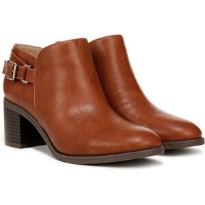 Lifestride LORELAI Tan Textured Booties SZ 8.5 Wide Block Heel Ankle Boots